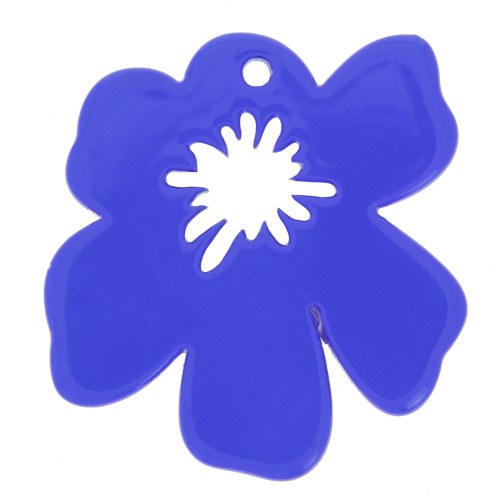 Pendente forma di fiore in acetato 30x29 mm - Blu scuro x1