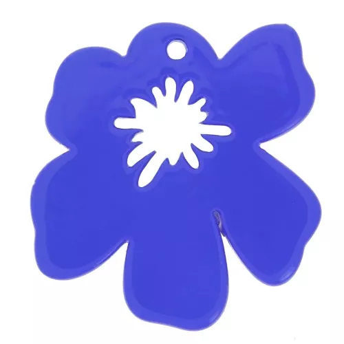 Pendente forma di fiore in acetato 30x29 mm - Blu scuro x1