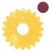 Pendente forma di girasole in acetato 37 mm - Giallo perlato - Marrone x1