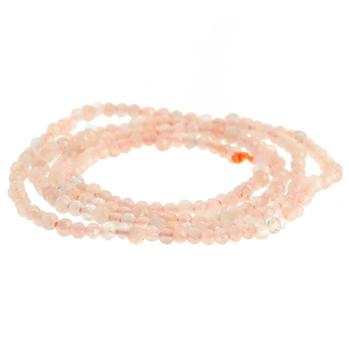 Perline sfaccettate rotonde da 2 mm in pietra semipreziosa - Pierre de Soleil x40cm