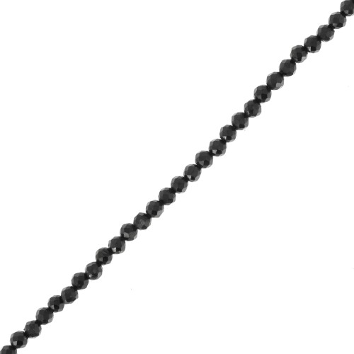 Perline sfaccettate rotonde da 2 mm - Spinello nero x31cm