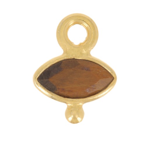 Ciondolo occhio sfaccettato e pallina 9x7 mm Argento925 Oro fino - Occhio di tigre