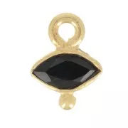Ciondolo con occhio sfaccettato e pallina 9x7 mm - Argento 925 - Oro fino - Onice nera