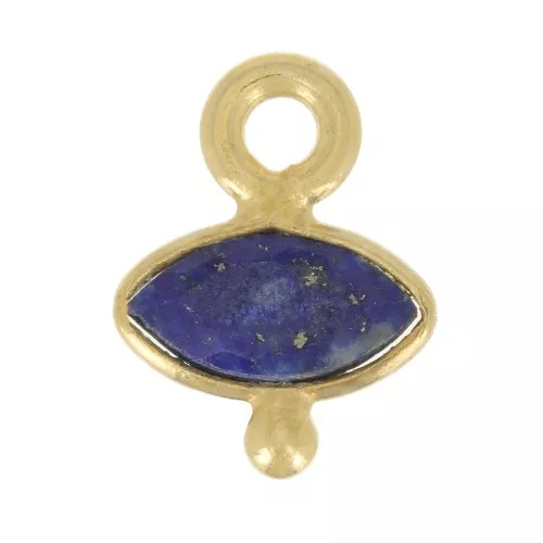 Ciondolo occhio sfaccettato e pallina 9x7 mm - Argento 925 oro fino - Lapislazzuli