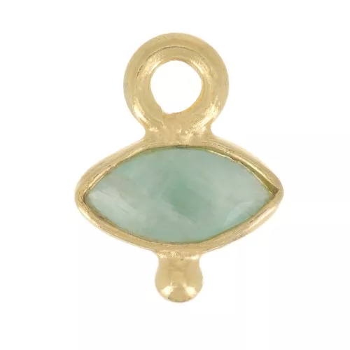 Ciondolo occhio sfaccettato e piccola sfera 9x7mm Arg925 Oro fino - Amazzonite