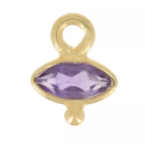 Ciondolo occhio sfaccettato e piccola sfera 9x7 mm - Argento 925 Oro fino Ametista