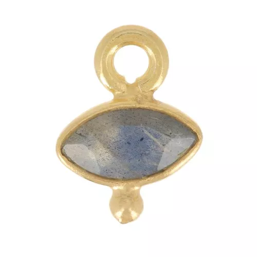 Ciondolo occhio sfaccettato e piccola sfera 9x7 mm - Arg925 Oro fino Labradorite