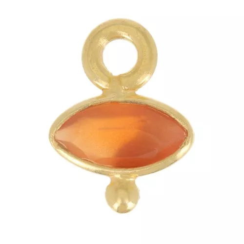 Ciondolo occhio sfaccettato e piccola sfera 9x7mm - Arg925 Oro fino - Corniola
