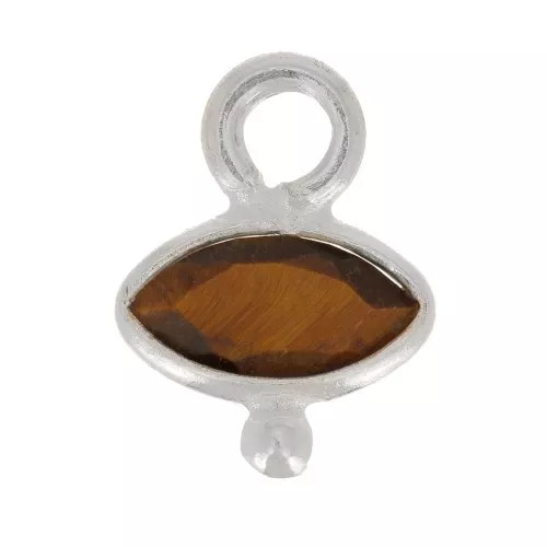 Ciondolo occhio sfaccettato e piccola sfera 9x7 mm - Arg925 - Occhio di tigre x1