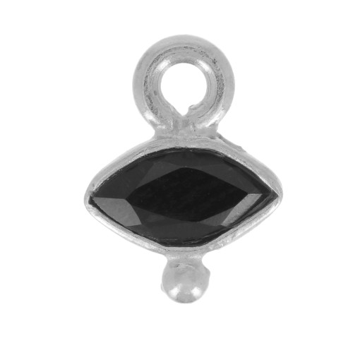 Ciondolo con occhio sfaccettato e pallina 9x7 mm - Argento 925 - Onice nero x1