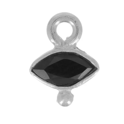 Ciondolo con occhio sfaccettato e pallina 9x7 mm - Argento 925 - Onice nero x1