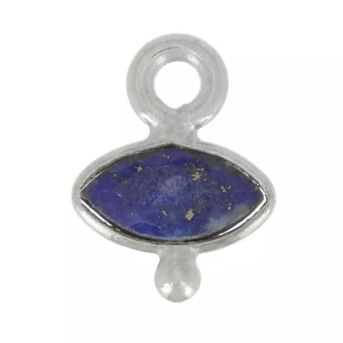 Ciondolo occhio sfaccettato e piccola sfera 9x7 mm - Argento 925 - Lapislazzuli x1