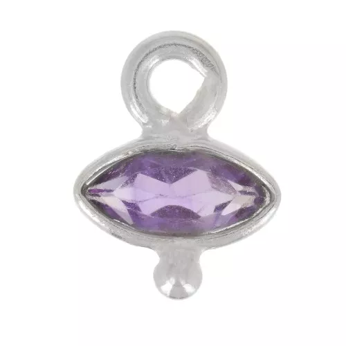 Ciondolo occhio sfaccettato e piccola sfera 9x7 mm - Argento 925 - Ametista x1