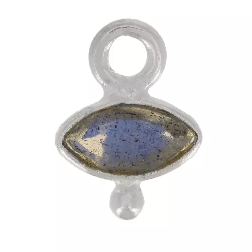 Ciondolo occhio sfaccettato e piccola sfera 9x7 mm - Argento 925 - Labradorite x1