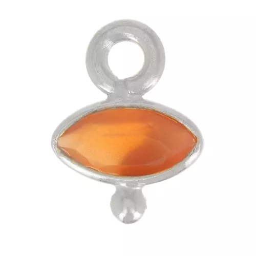Ciondolo occhio sfaccettato e piccola sfera 9x7 mm - Argento 925 - Corniola x1