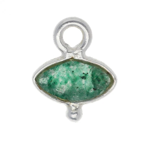 Ciondolo con occhio sfaccettato e pallina 8x7 mm - Argento 925 - Avventurina x1