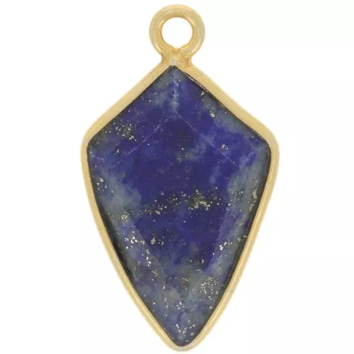 Pendente freccia sfaccettata 20x11 mm - Argento 925 dorato - Lapislazzuli x1