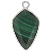 Pendente freccia sfaccettata 20x11 mm - Argento 925 - Malachite x1