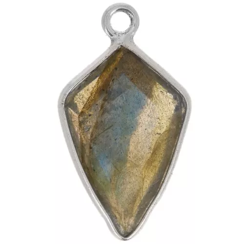 Pendente freccia sfaccettata 20x11 mm - Argento 925 - Labradorite x1