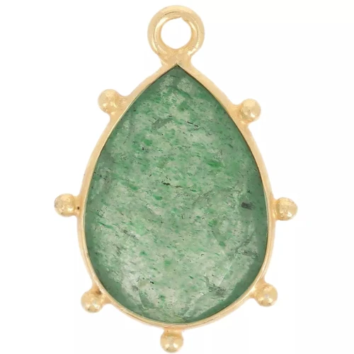 Pendente goccia sfaccettata e piccole sfere 19x13mm Argento 925 ORO - Aventurina