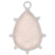 Pendente goccia sfaccettata e piccole sfere 19x13mm - Argento 925 - Quarzo rosa x1|raw }}