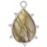 Pendente goccia sfaccettata e piccole sfere 19x13mm - Argento 925 - Labradorite x1