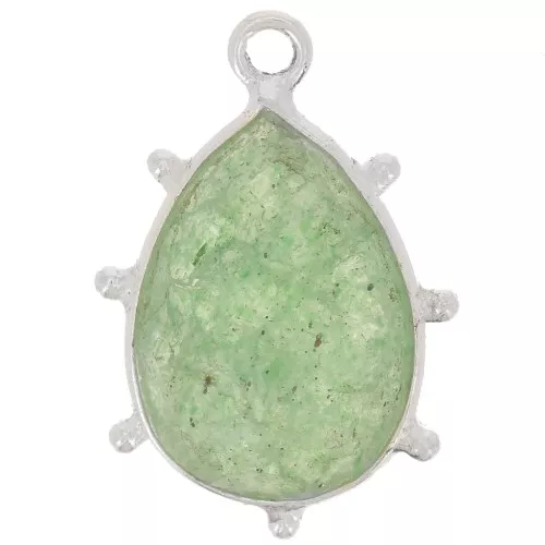 Pendente goccia sfaccettata e piccole sfere 19x13mm - Argento 925 - Avventurina x1
