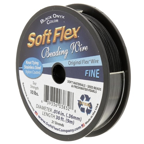 Cavetto 21 fili 0.36 mm - Soft Flex Fine - Acciaio inossabile- Nero x9m