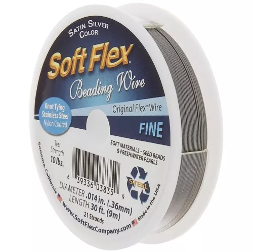 Cavetto 21 fili 0.36 mm - Soft Flex Fine -Acciaio inossidabile - Satin Silver x9m