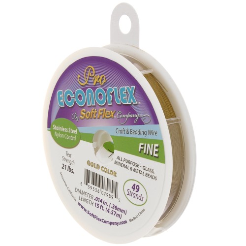 Cavetto 49 Fili 0,36 mm - Soft Flex Econoflex Fine - Oro x4,57 m