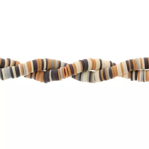 Perle rondelle in pasta polimerica Heishi 8x1 mm - Mix Brown - Avorio x39cm