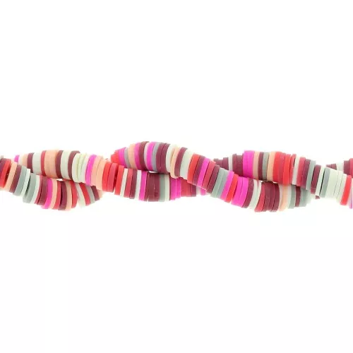 Perle rondelle in pasta polimerica Heishi 8x1 mm - Mix Rosso - Rosa x39cm