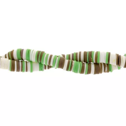 Perle rondelle in pasta polimerica Heishi 8x1 mm - Mix Verde - Marrone x39cm