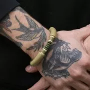 Perline rondelle in pasta polimerica Heishi 8x1 mm - Mix Verde - Marrone x39cm