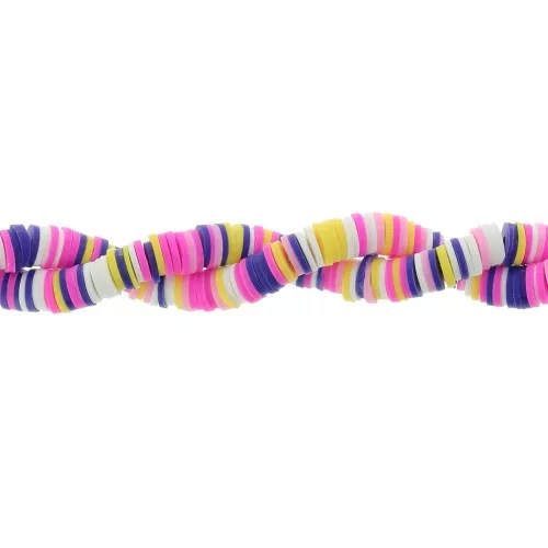 Perle rondelle in pasta polimerica Heishi 8x1mm - Mix Multi-rose - Blu scuro x39cm