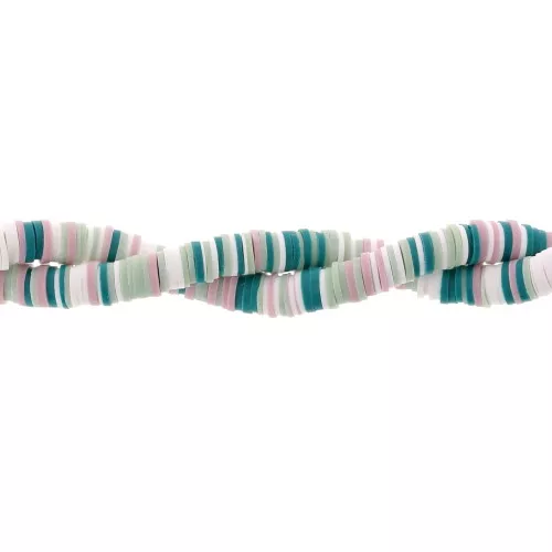 Perle rondelle in pasta polimerica Heishi 8x1 mm - Mix Pale Green - Taupe x39cm