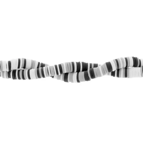 Perle rondelle in pasta polimerica Heishi 6x1 mm - Mix Nero - Bianco - Grigio x39cm