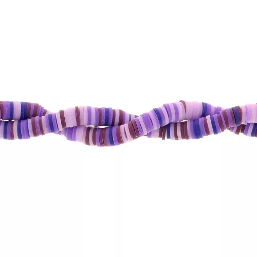 Perle rondelle in pasta polimerica Heishi 6x1 mm - Mix Multi-violet x39cm