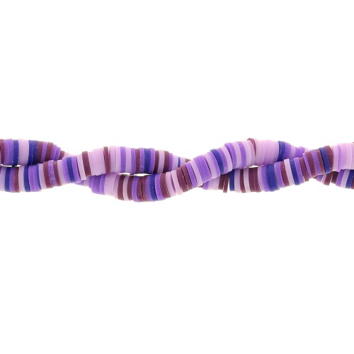 Perline rondelle in pasta polimerica Heishi 6x1 mm - Mix Multi-violet x39cm