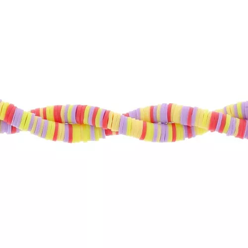 Perle rondelle in pasta polimerica Heishi 6x1 mm - Mix Giallo - Lilla - Rosso x39cm