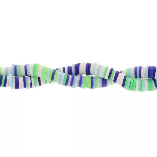 Perla in pasta polimerica 6x1mm Mix Verde - Bianco - Blu scuro x39cm