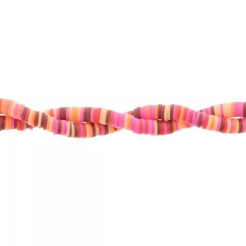 Perle rondelle in pasta polimerica Heishi 6x1 mm - Mix Arancione - Rosa - Rosso x39cm