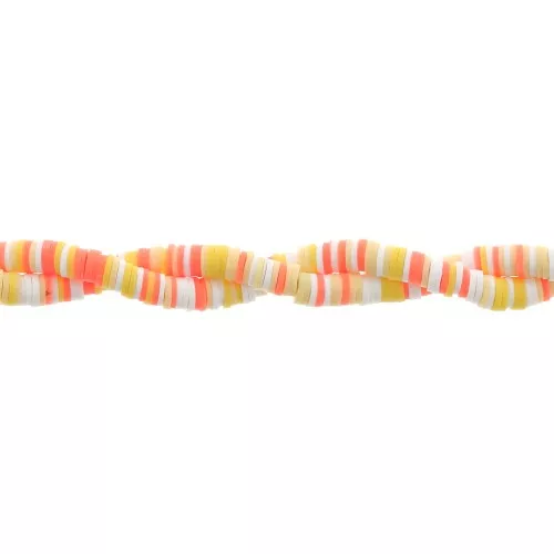 Perle rondelle in pasta polimerica Heishi 6x1 mm - Mix Arancione - Giallo - Bianco x39cm