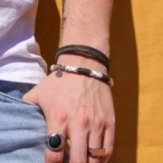 Perle rondelle in pasta polimerica Heishi 6x1 mm - Mix Multi-verde - Rosa x39cm