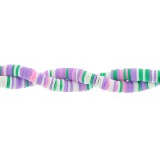Perle rondelle in pasta polimerica Heishi 6x1 mm - Mix Verde - Viola - Bianco x39cm