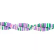 Perle rondelle in pasta polimerica Heishi 6x1 mm - Mix Verde - Viola - Bianco x39cm