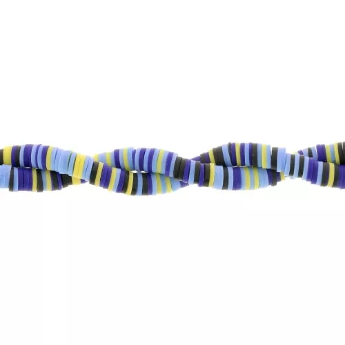Perle rondelle in pasta polimerica Heishi 6x1 mm - Mix Multi-blu - Giallo x39cm