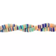 Perle rondelle in pasta polimerica Heishi 6x1 mm - Mix Blu Scuro - Salmone x39cm