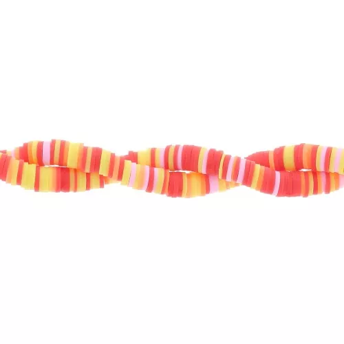 Perle rondelle in pasta polimerica Heishi 6x1 mm - Mix Rosso - Rosa - Giallo x39cm