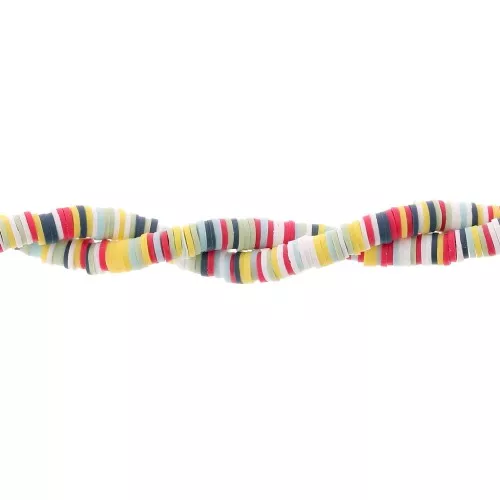 Perle rondelle in pasta polimerica Heishi 6x1mm Mix Ocra - Bianco - Blu scuro x39cm